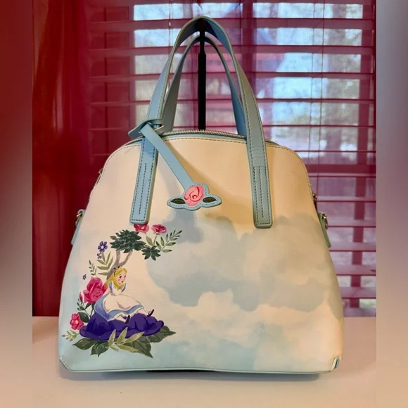 Loungefly Disney Alice in Wonderland Floral Watercolor Satchel Bag - Picture 2 of 9